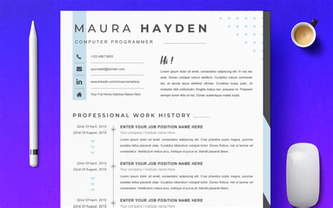 Modern Resume Template Layout #374559 - TemplateMonster