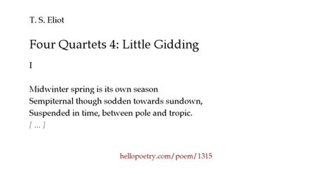 Four Quartets 4 Little Gidding By T S Eliot Hello Poetry