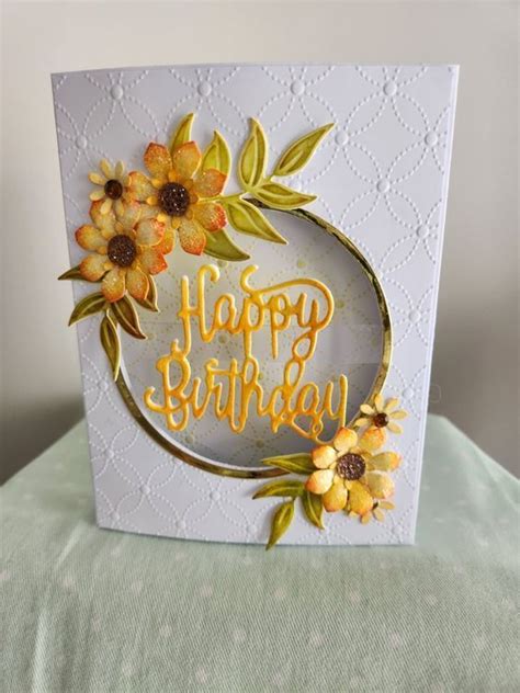 Yellow Birthday Flower Frame Card Handmade Birthday Cards Happy