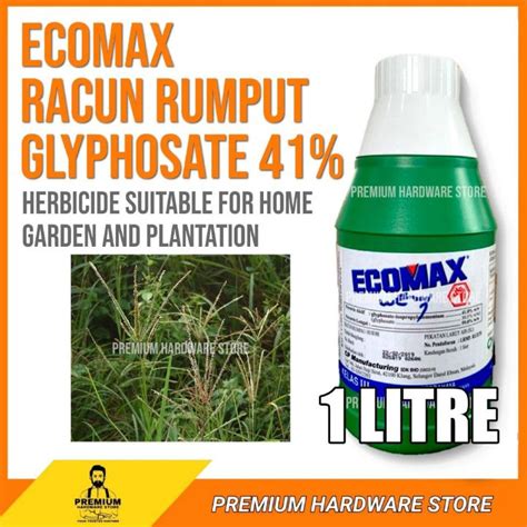 ECOMAX 1 Liter Herbicide Glyphosate 41 Weed Grass Killer Racun Rumput