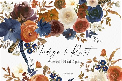 Boho Watercolor Floral Clipart Design Cuts