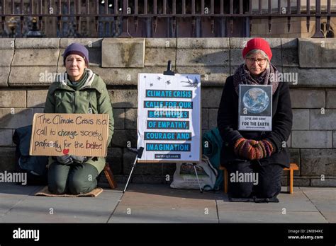 Climate Crisis Protesters Outside Houses Of Parliament Westminster