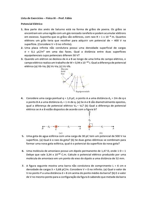 Exercícios sobre Potencial Elétrico | PDF | Elétron | Círculo