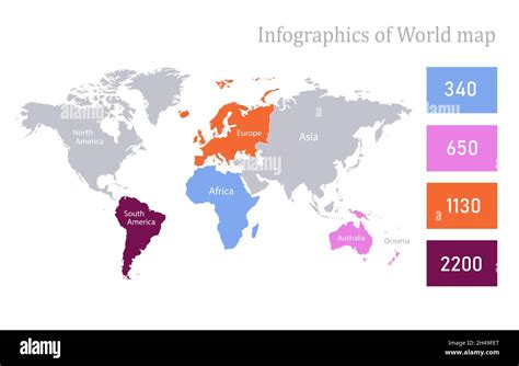 Infographics World Maps And Individual Continents Stock Vector Themelower