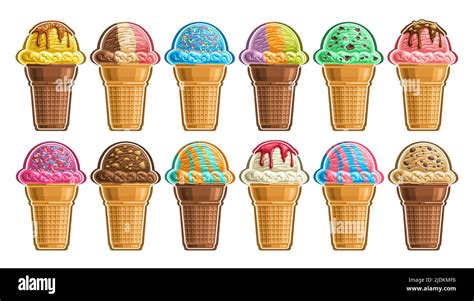 Vector Ice Cream Set Lot Collection Of Cut Out Different Illustrations