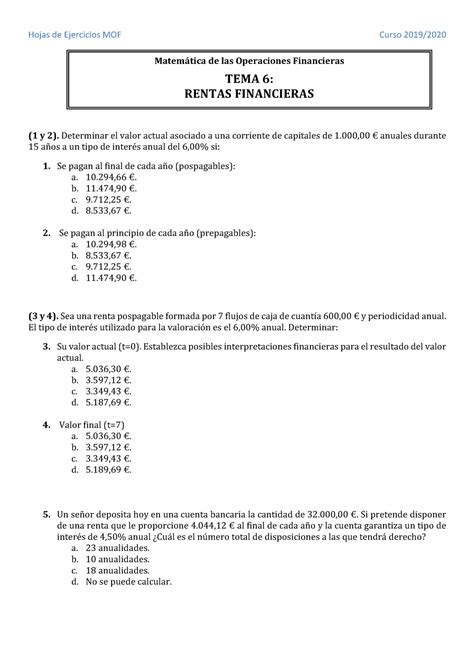 Ejercicios Del Tema 6 Ejercicio Del Tema 6 T 1 Y 2 Determinar El