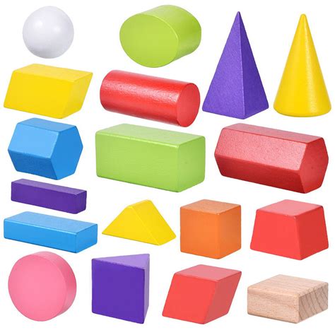 18pcs Geometric Wooden Blocks Geometric Shapes Blocks Shape Matching