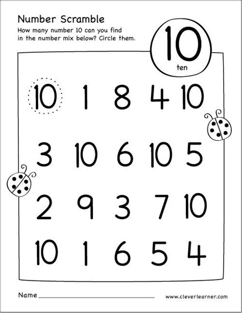 Preschool Worksheets Number 10