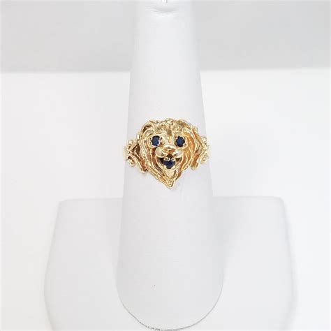 Victorian Era 14K Gold & Sapphire Lion Ring