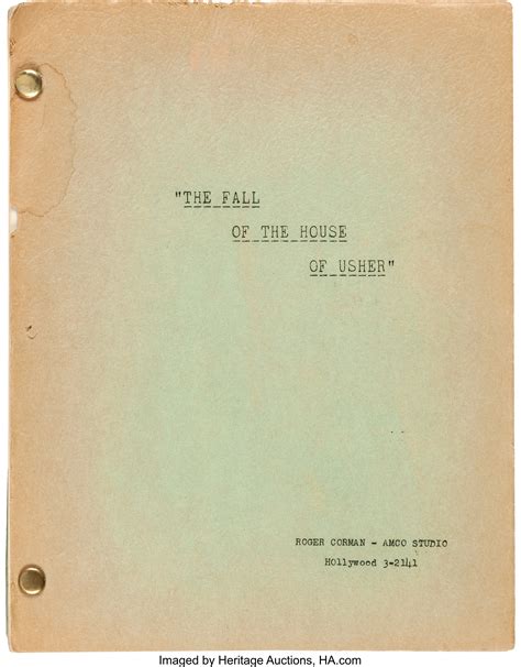 A Script from Roger Corman's "The Fall of the House of Usher."... | Lot ...