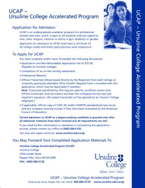 Fillable Online Ursuline Printable Application Ursuline College Fax