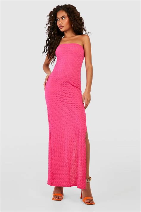 Textured Bandeau Maxi Dress Boohoo Uk