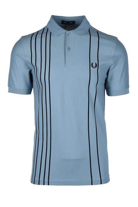 Fred Perry Refined Stripe Polo Shirt Smoke Blue M