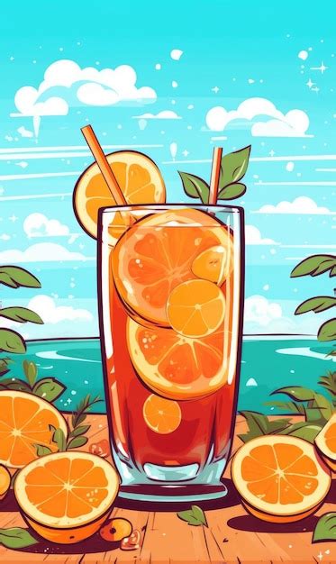 Premium Photo Delicious Summer Juice With Awesome Beach Background