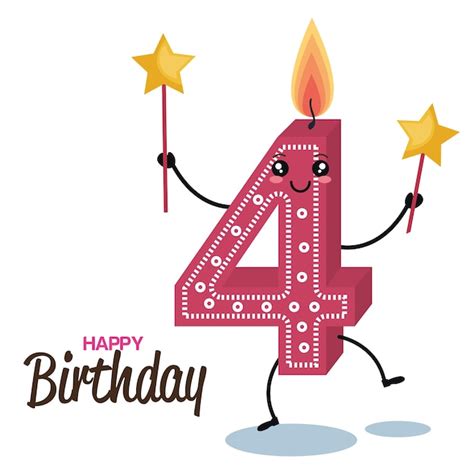 Vecteurs Et Illustrations De Joyeux Anniversaire 4 Ans En