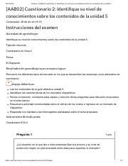 Examen AAB02 Cuestionario 2 Identifique Su Nivel De Conocimientos Sobre