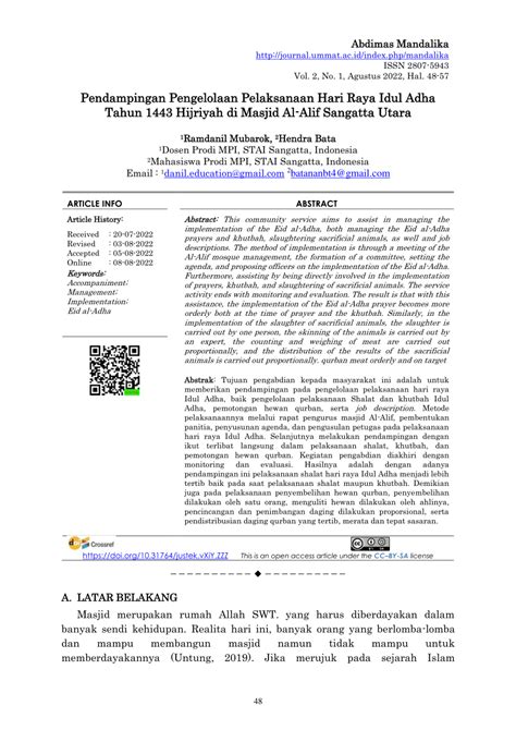 Pdf Pendampingan Pengelolaan Pelaksanaan Hari Raya Idul Adha