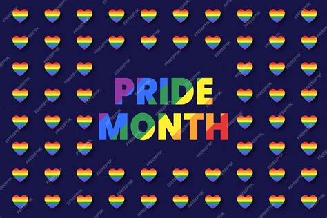 Premium Vector Pride Month Banner Rainbow Hearts And Colorful Text