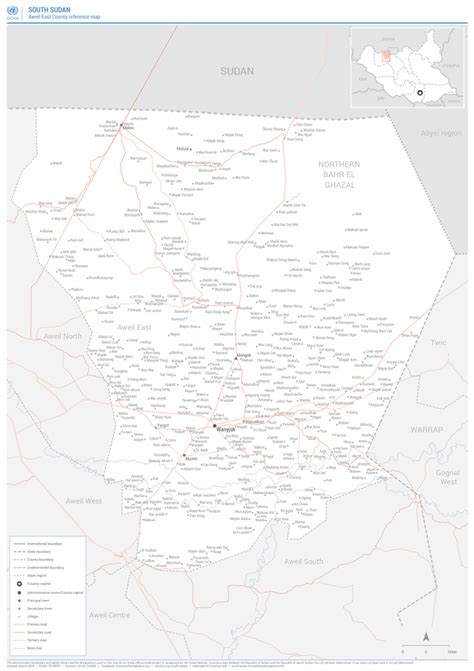 South Sudan: Aweil East County reference map (As of March 2020) | OCHA