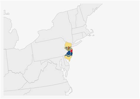 Mapa Do Estado Dos Eua De Nova Jersey Destacado Nas Cores Da Bandeira