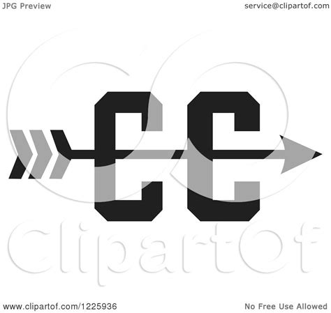 Clipart Of A Cc Cross Country Running Arrow Design In Black And White