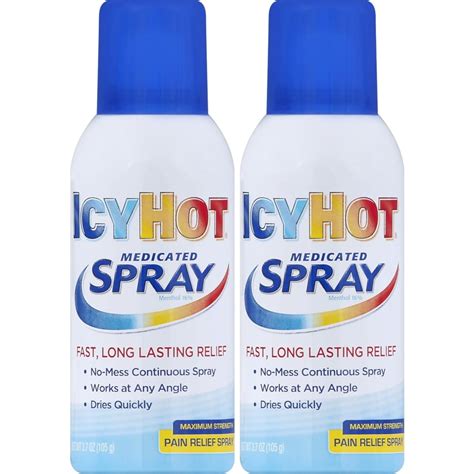 2 Pack Icy Hot Medicated Pain Relief Spray Maximum Strength 37 Oz