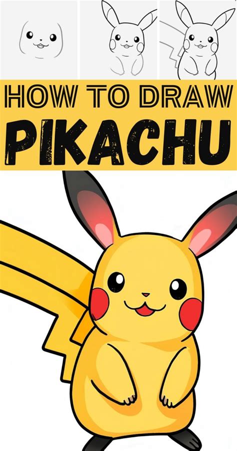 How To Draw Pikachu Step By Step Tutorial - Drawings