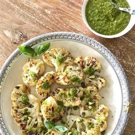 Roasted Cauliflower Steaks With Pistachio Pesto