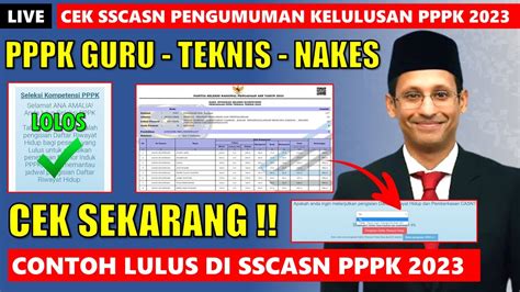 LIVE CEK SSCASN PENGUMUMAN KELULUSAN PPPK GURU TEKNIS DAN NAKES CONTOH