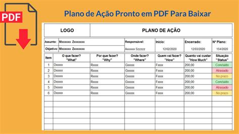 Plano de Ação Pronto em PDF Para Baixar