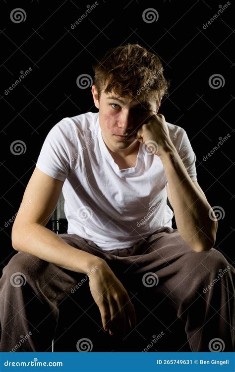 Portrait Of A 17 Year Old Boy On A Black Background Stock Image Image Of Teen Shadows 265749631