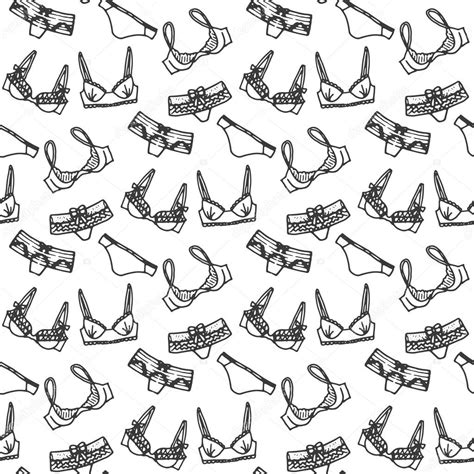 Lingerie Seamless Pattern Vector Underwear Background Design Outline