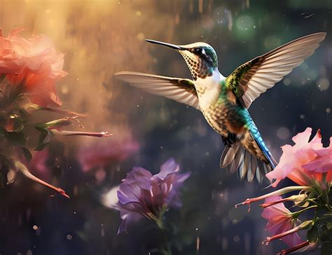 Premium Ai Image Photo Hummingbird Violet Sabrewing Flying Next To