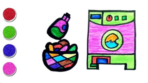 How To Easily Draw A Beautiful Laundry With Detergent And Clothes