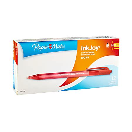 Paper Mate InkJoy 100 RT Pens Medium Point 1 0 Mm Translucent Red