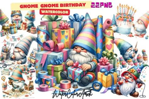 Gnome Birthday Sublimation Clipart Graphic By Watercolorarch Creative