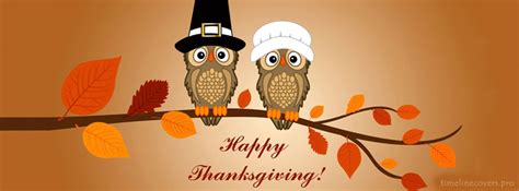 Happy Thanksgiving Owls Facebook Cover Photo