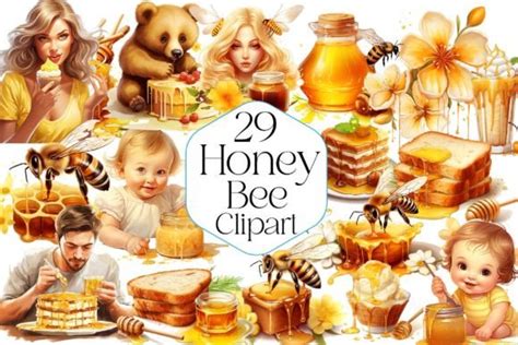 Honey Bee Clipart Bundle Graphic By Smmedia Creative Fabrica