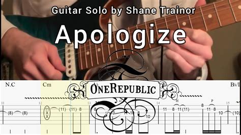 Apologize One Republic Shane Trainor Guitar Tabs Youtube