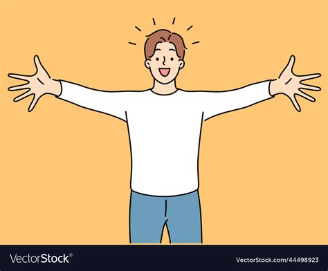 Excited Man Stretch Hands For Hug Royalty Free Vector Image