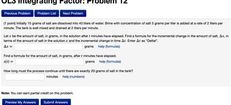 Solved 1 Point Initially 15 Grams Of Salt Are Dissolved