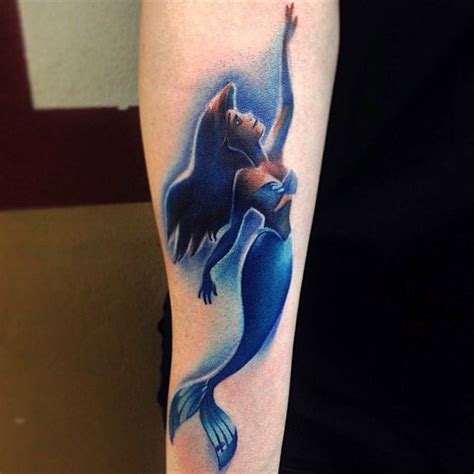 Nice colored little forearm tattoo of cartoon mermaid Ariel ...