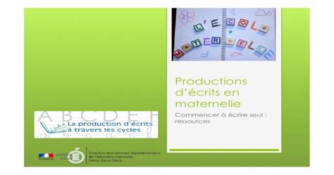 Productions D Crits En Maternelle Produire Des Crits En Maternelle