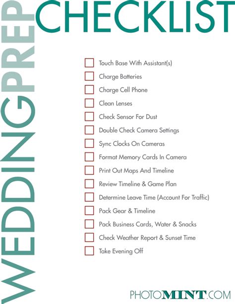 Wedding Photography Checklist — PhotoMint