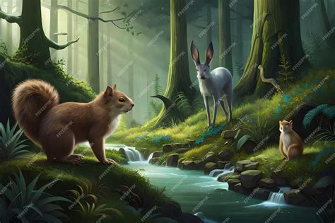 Premium Photo | A magic animals in adark fantasy forest