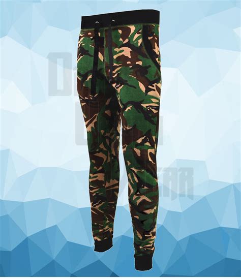 Mens Skinny Camo Joggers Trackies Slim Cuffed Jogging Bottoms Army