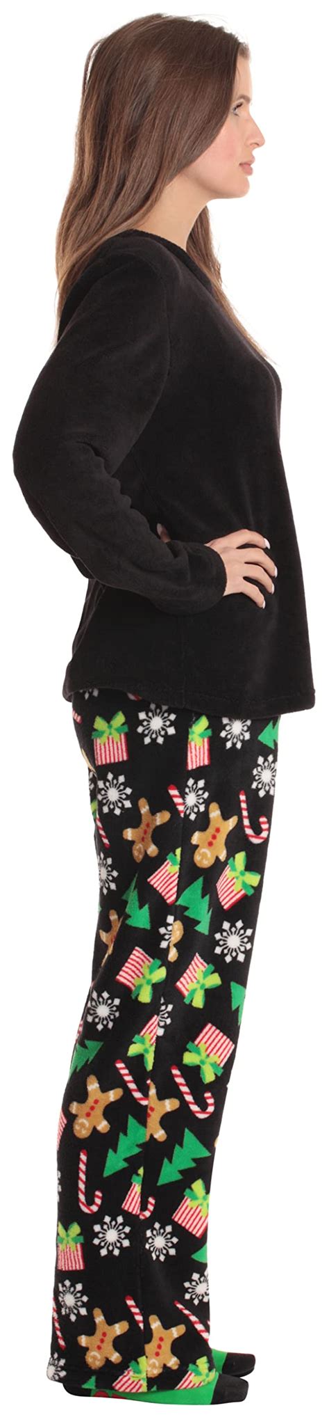 Just Love Womens Plus Size Holiday Lounge Pajama Pants Set With Fuzzy