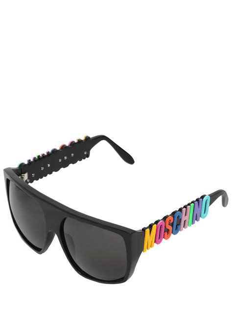 Moschino Logo Lettering Mask Sunglasses In Black Lyst