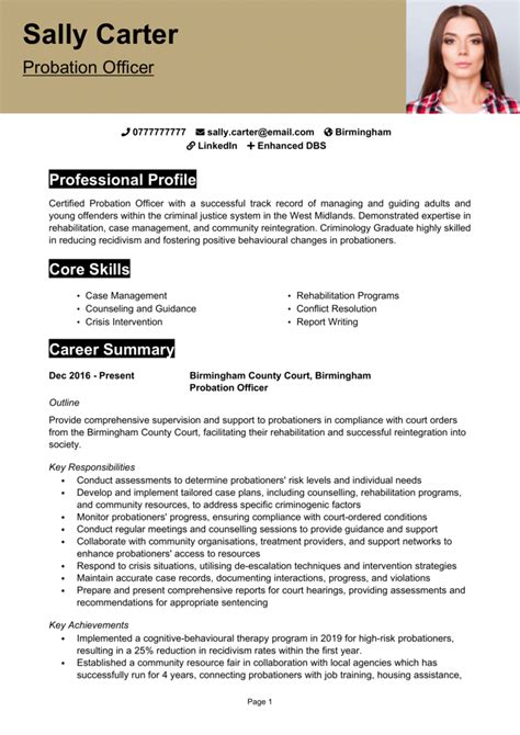 Probation Officer Cv Example Guide Get Noticed