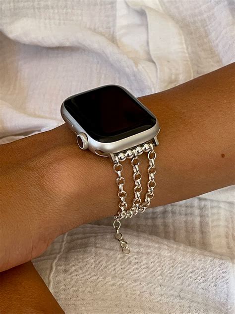 Luxury Sterling Silver Apple Watch Chain Bracelet, iWatch Band Jewelry ...